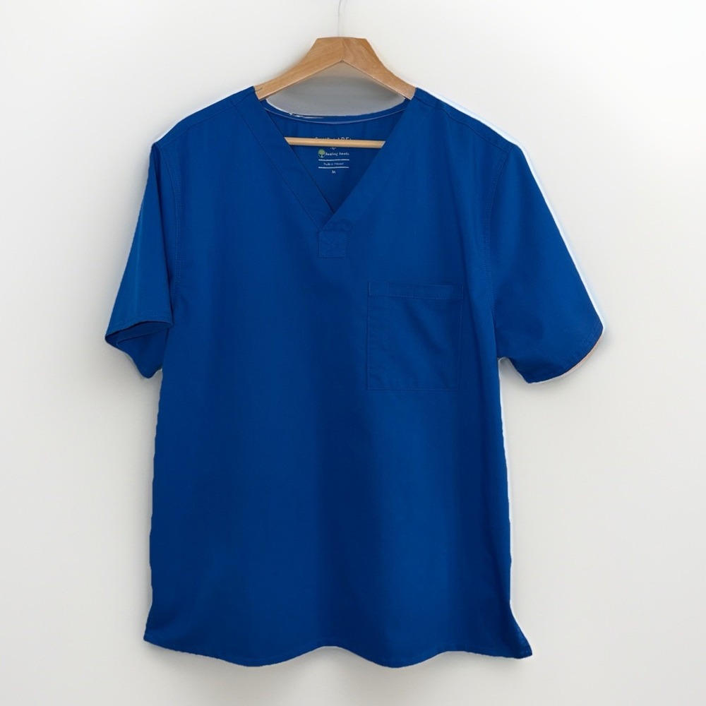 Healing Hands Men's Blue Label Scrubs Top Size Medium Front Pocket